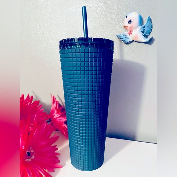 NWT🩵Starbucks 2023 Prussian Blue Subzero Soft Touch Grid Venti Teal Tumbler - Picture 3 of 5